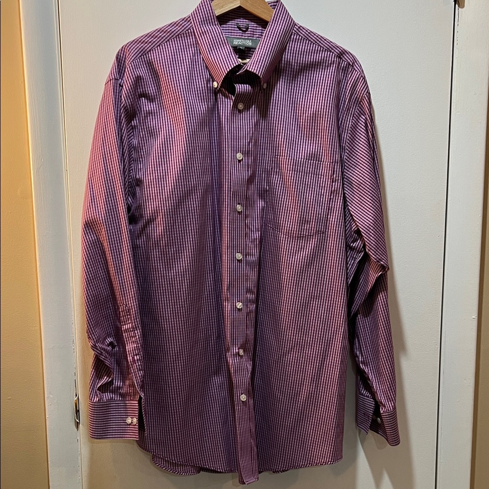 Kenneth Cole Reaction Men's Purple Checkered Button Down Shirt